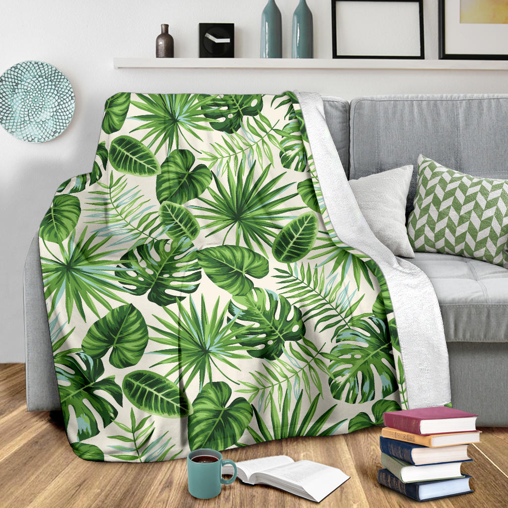 Palm Leaf Pattern Print Design A01 Premium Blanket