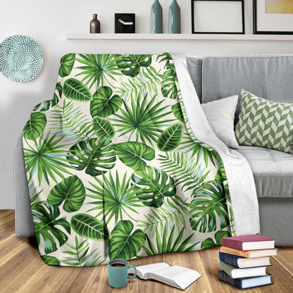 Palm Leaf Pattern Print Design A01 Premium Blanket