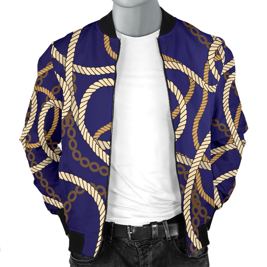 Rope Pattern Print Design A01 Men Bomber Jacket
