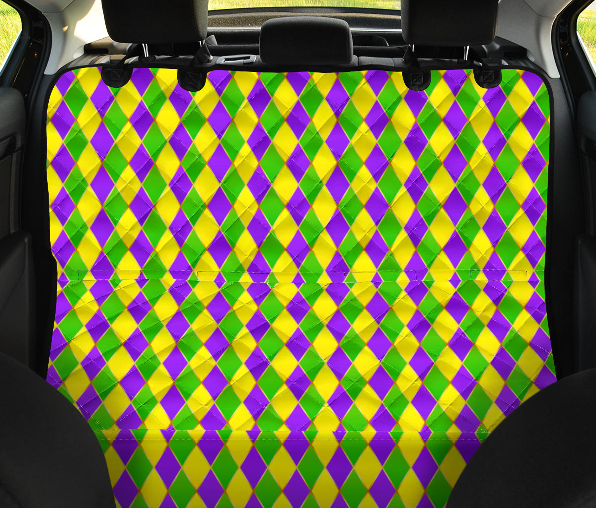 Mardi Gras Pattern Print Design 01 Rear Dog Car Seat Cover Hammock