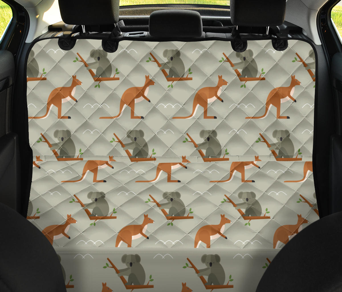 Koala Pattern Print Design 03 Rear Dog Car Seat Cover Hammock