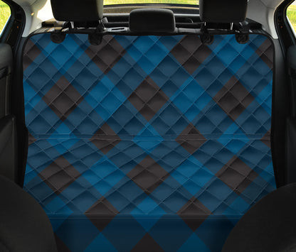 Plaid Blue Pattern Print Design A04 Rear Dog Car Seat Cover Hammock