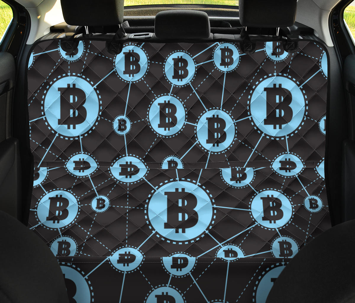 Cryptocurrency Pattern Print Design 02 Rear Dog Car Seat Cover Hammock