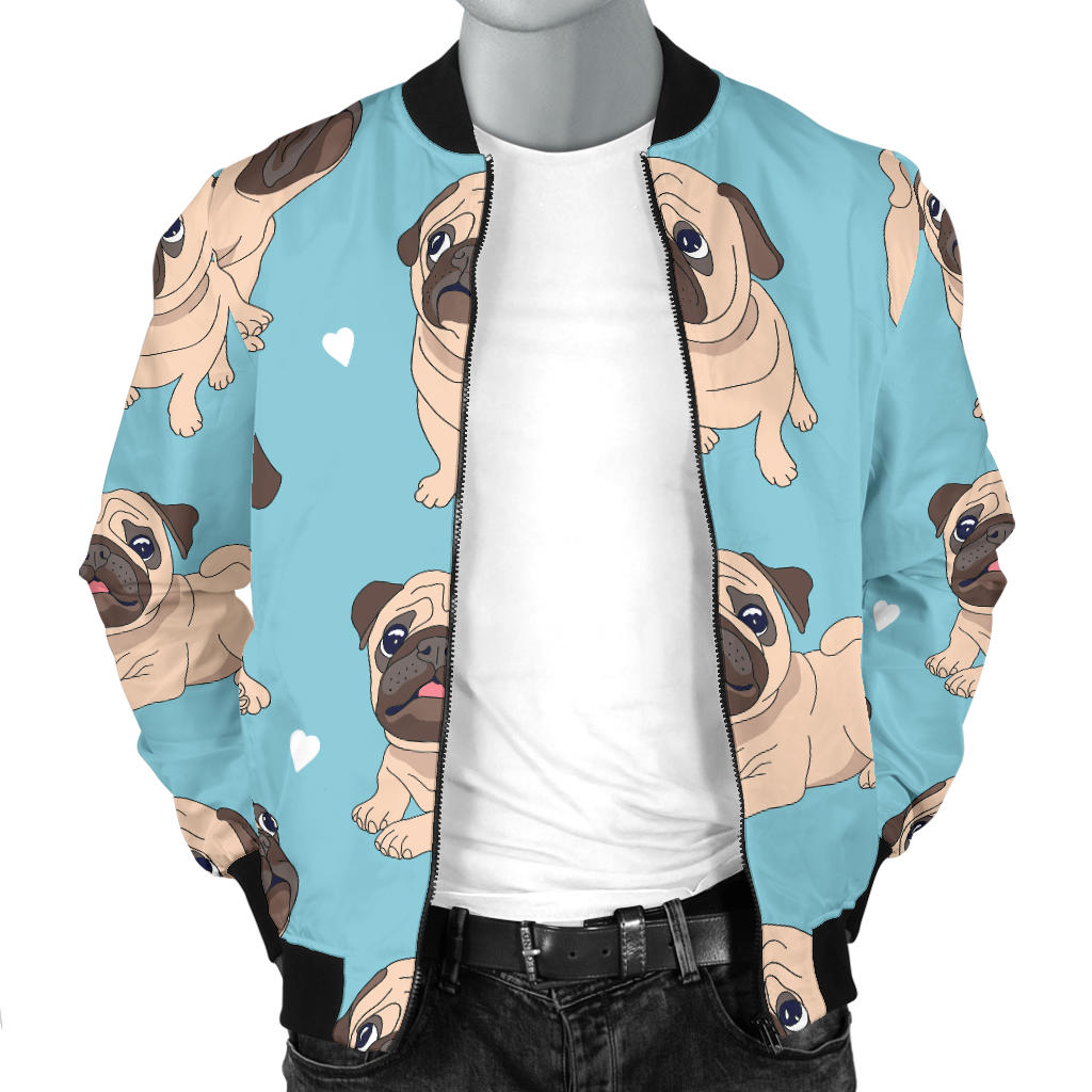 Pug Pattern Print Design A03 Men Bomber Jacket