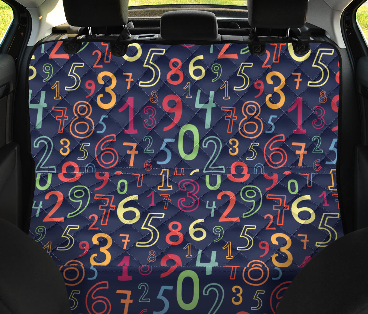 Number Pattern Print Design A01 Rear Dog Car Seat Cover Hammock
