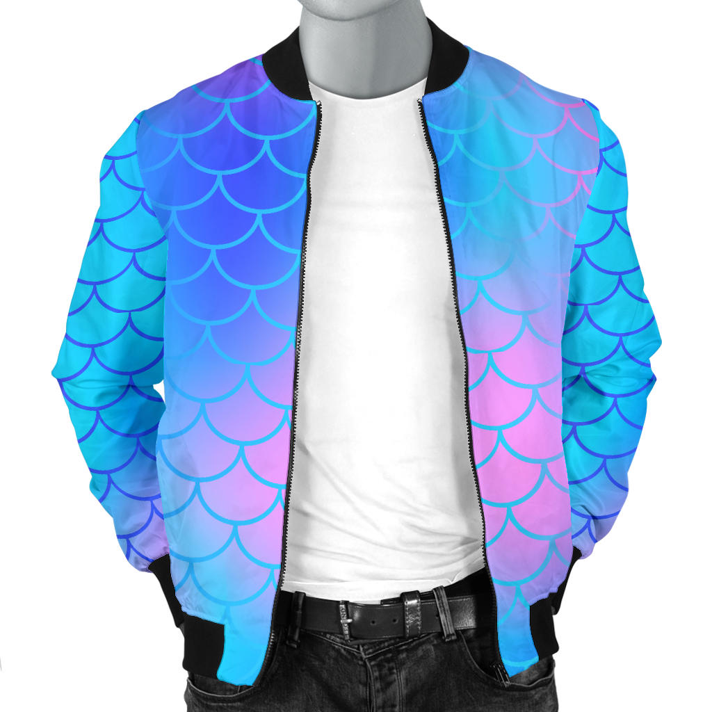 Mermaid Scales Pattern Print Design 04 Men Bomber Jacket