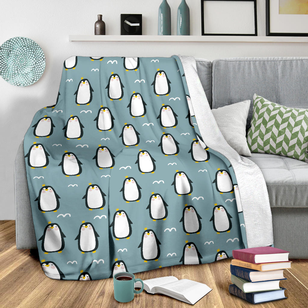 Penguin Pattern Print Design A02 Premium Blanket