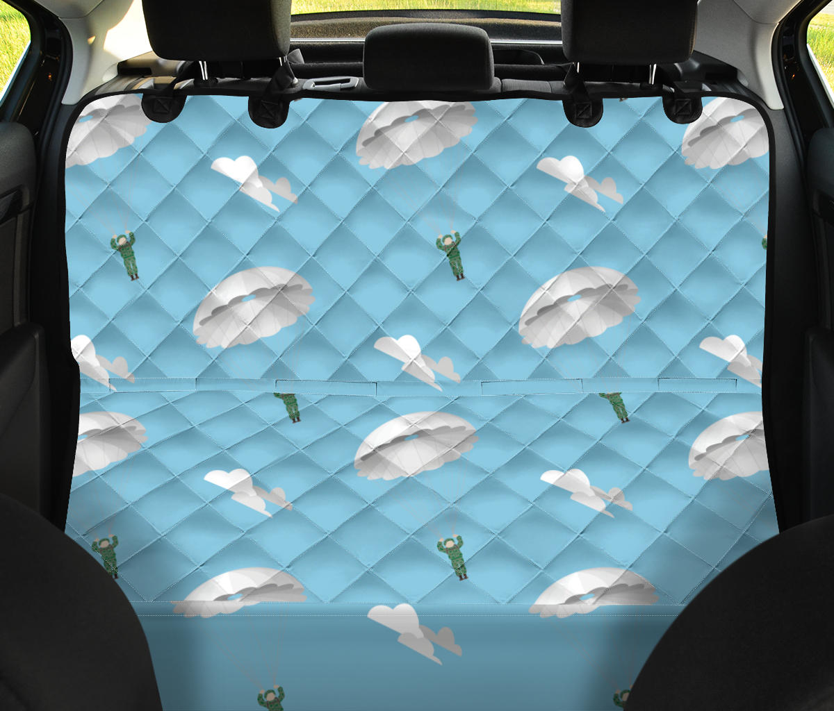 Paratrooper Pattern Print Design A02 Rear Dog Car Seat Cover Hammock