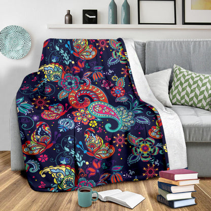 Paisley Boho Pattern Print Design A06 Premium Blanket