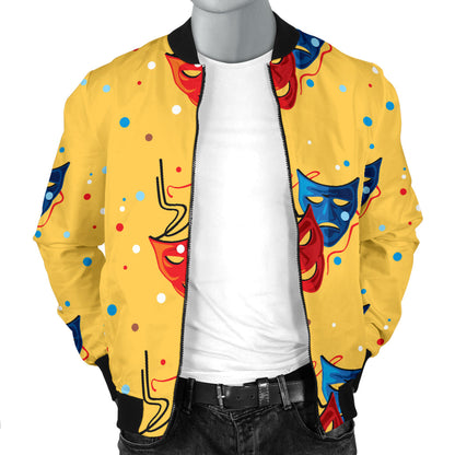 Acting Mask Pattern Print Design 02 Men Bomber Jacket