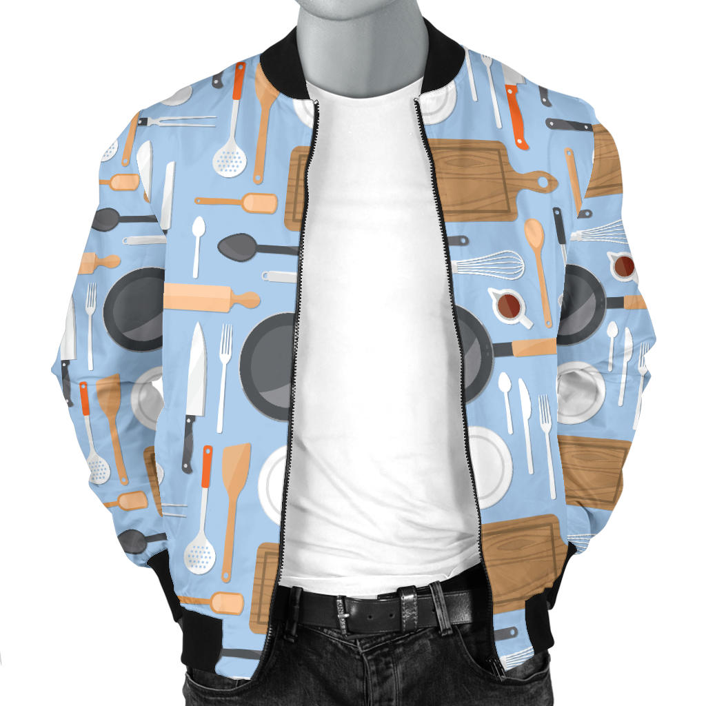Cooking Kitchen Tools Pattern Print Design 02 Men Bomber Jacket