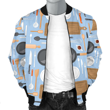 Cooking Kitchen Tools Pattern Print Design 02 Men Bomber Jacket
