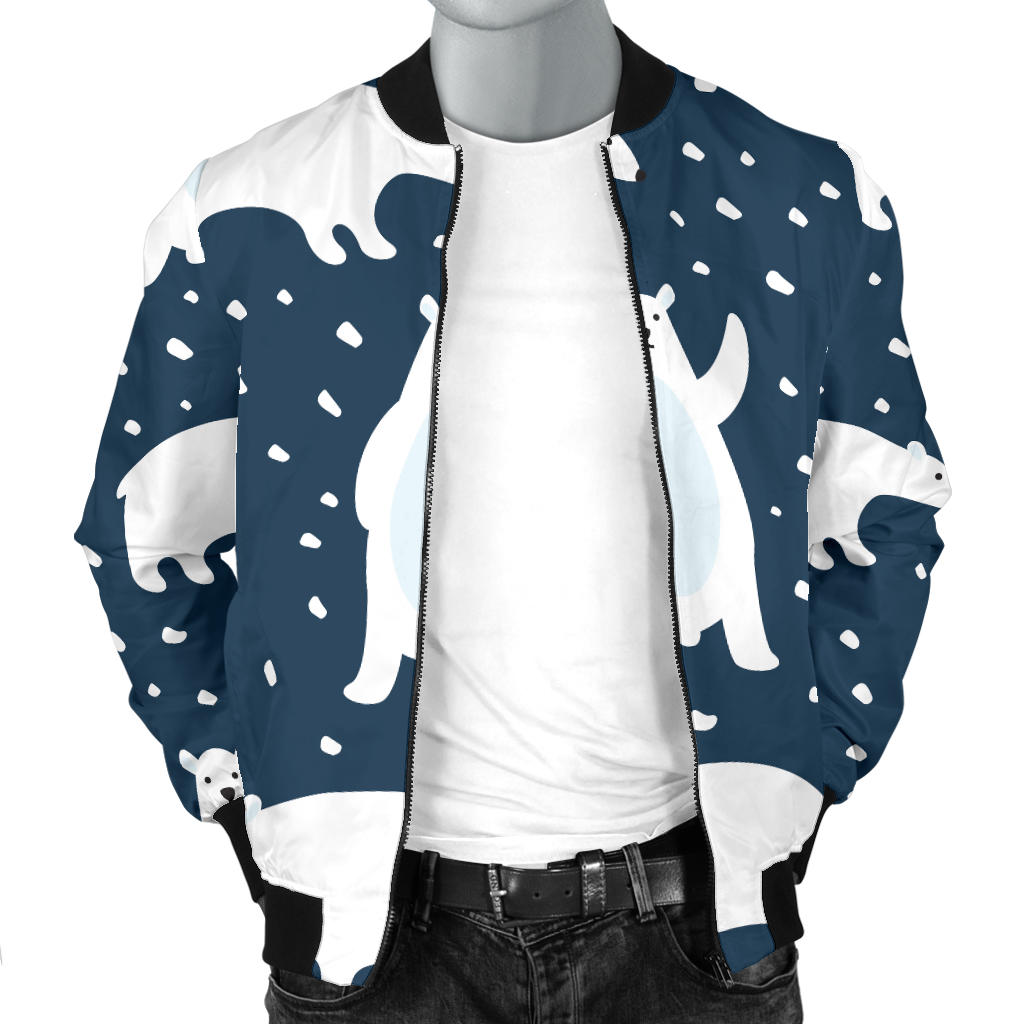 Polar Bear Pattern Print Design A02 Men Bomber Jacket