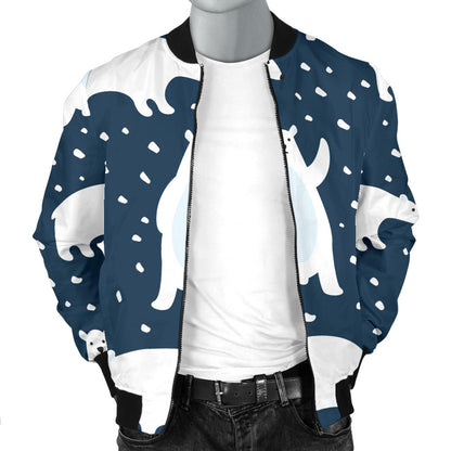 Polar Bear Pattern Print Design A02 Men Bomber Jacket