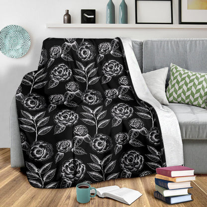 Camellia Pattern Print Design 02 Premium Blanket