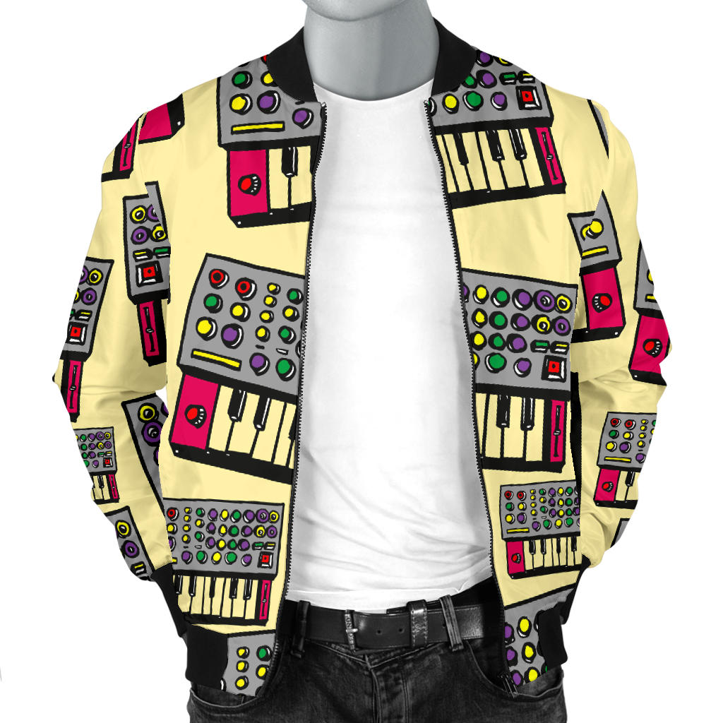 Synthesizer Pattern Print Design 01 Men Bomber Jacket