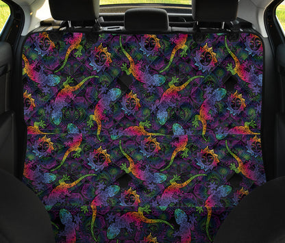 Gecko Rainbow Pattern Print Design 03 Rear Dog Car Seat Cover Hammock