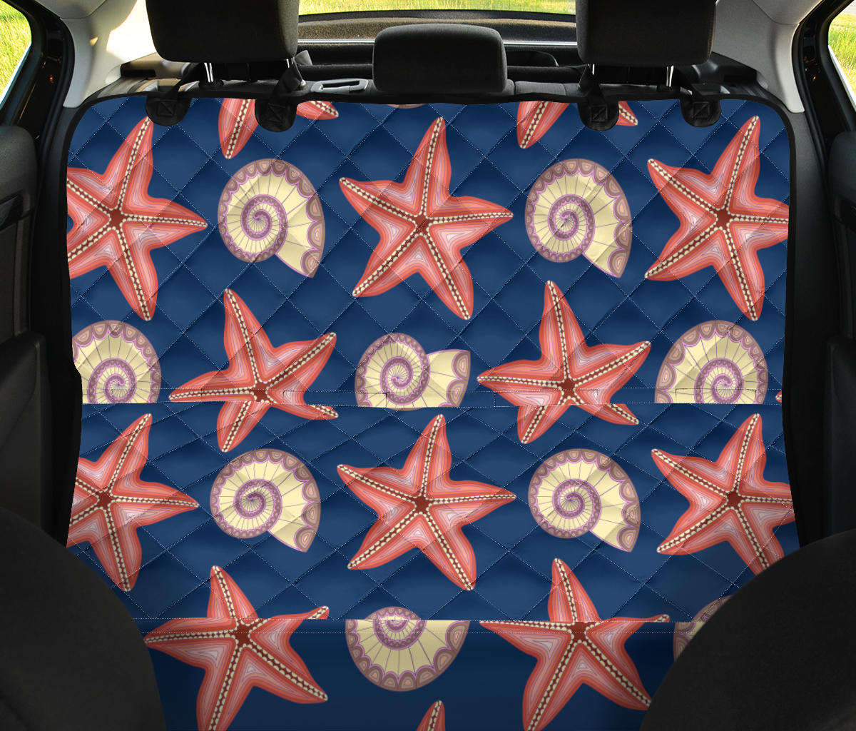 Starfish Pattern Print Design 03 Rear Dog Car Seat Cover Hammock