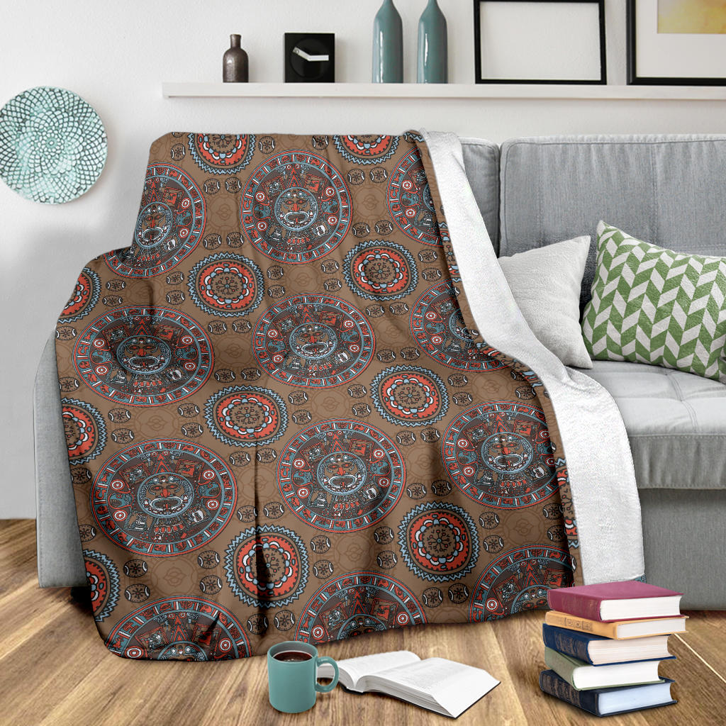 Calendar Aztec Pattern Print Design 03 Premium Blanket
