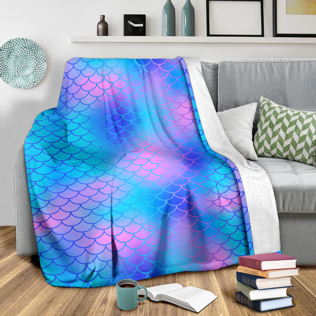 Mermaid Scales Pattern Print Design 04 Premium Blanket
