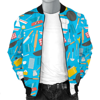 Cooking Kitchen Tools Pattern Print Design 03 Men Bomber Jacket