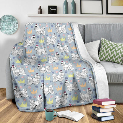 Maltese Pattern Print Design 04 Premium Blanket