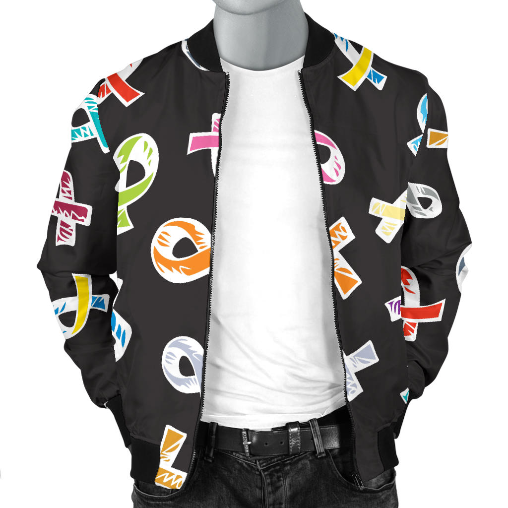 Cancer Awareness Pattern Print Design 02 Men Bomber Jacket