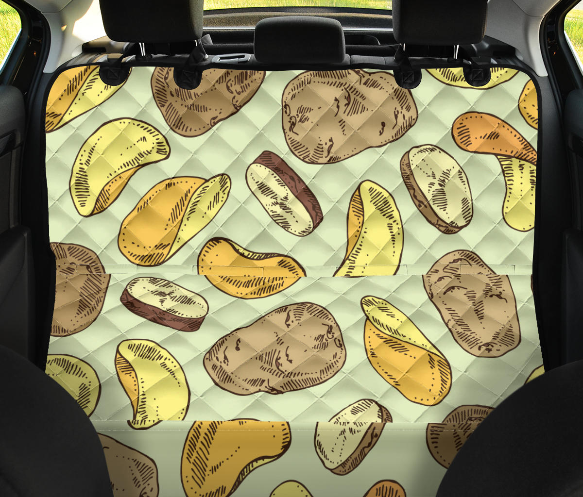 Potato Pattern Print Design A03 Rear Dog Car Seat Cover Hammock