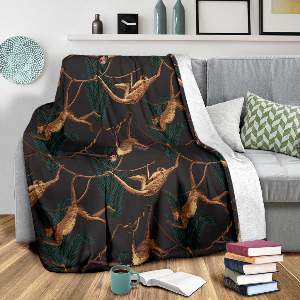 Monkey Pattern Print Design 02 Premium Blanket
