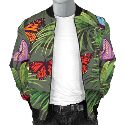 Monarch Butterfly Pattern Print Design 04 Men Bomber Jacket