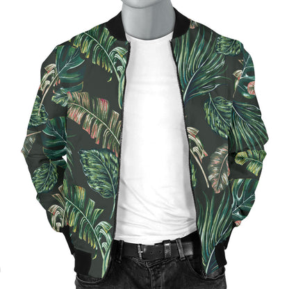 Banana Leaf Pattern Print Design 05 Men Bomber Jacket