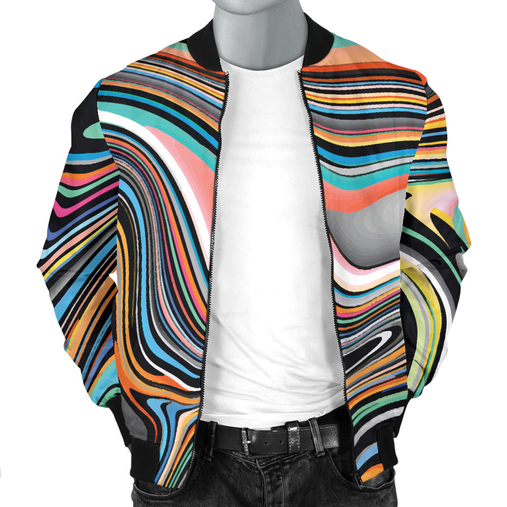 Liquid Pattern Print Design 02 Men Bomber Jacket
