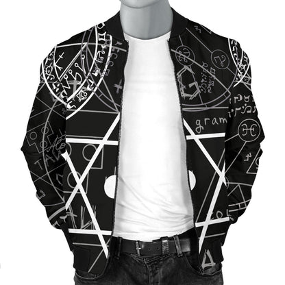 Pentagram Pattern Print Design A01 Men Bomber Jacket