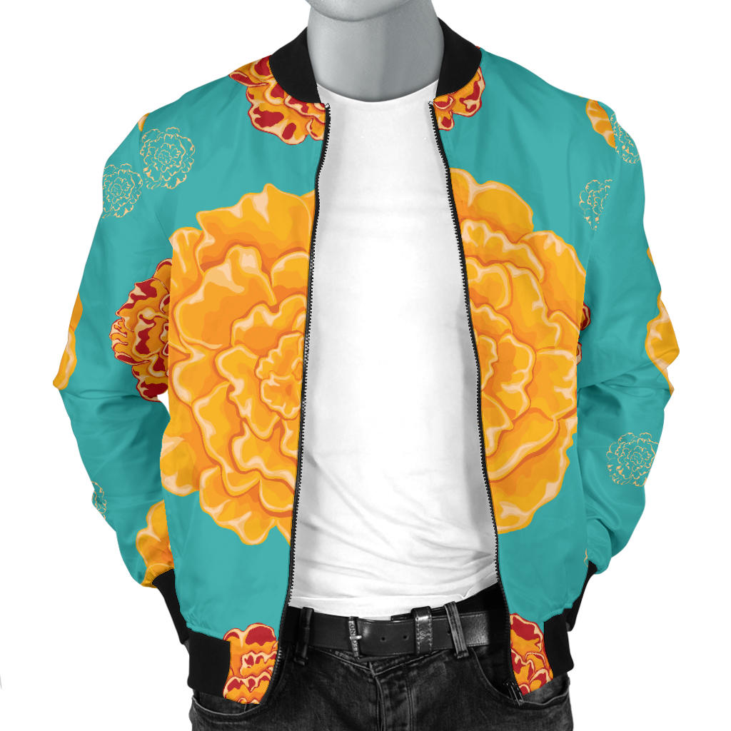 Marigold Pattern Print Design 02 Men Bomber Jacket