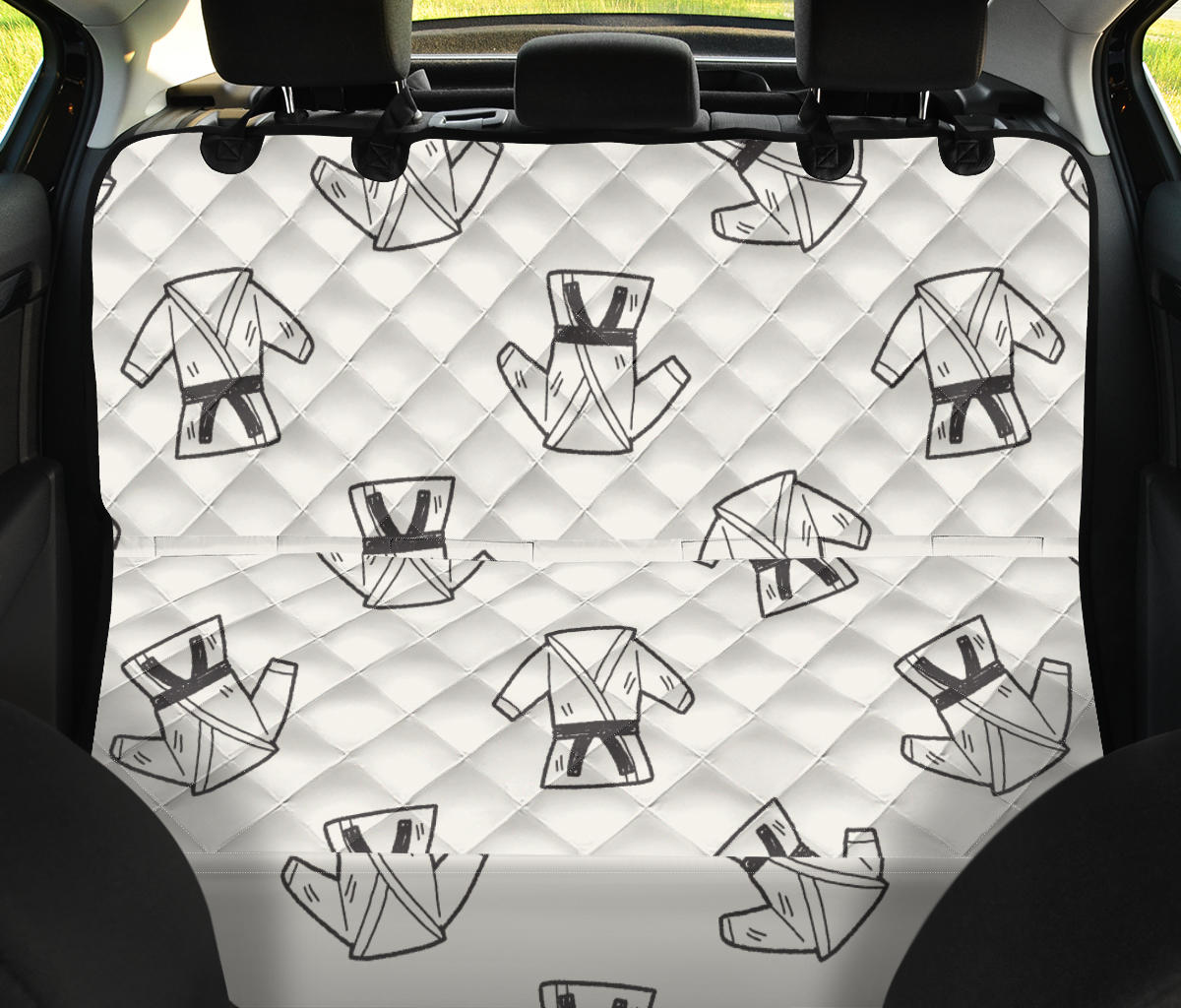 Karate Pattern Print Design 01 Rear Dog Car Seat Cover Hammock