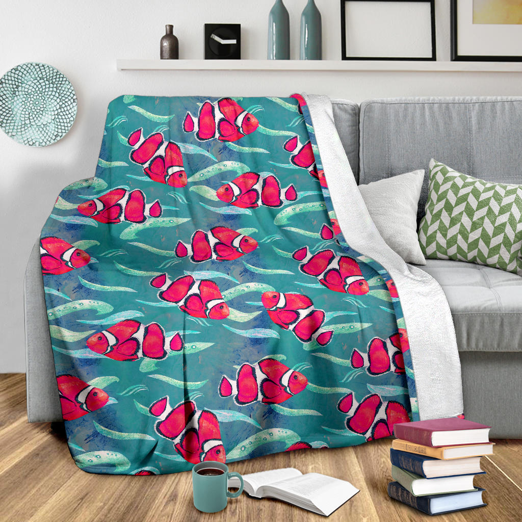 Clownfish Pattern Print Design 02 Premium Blanket