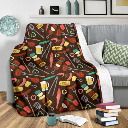 Barbecue Pattern Print Design 05 Premium Blanket