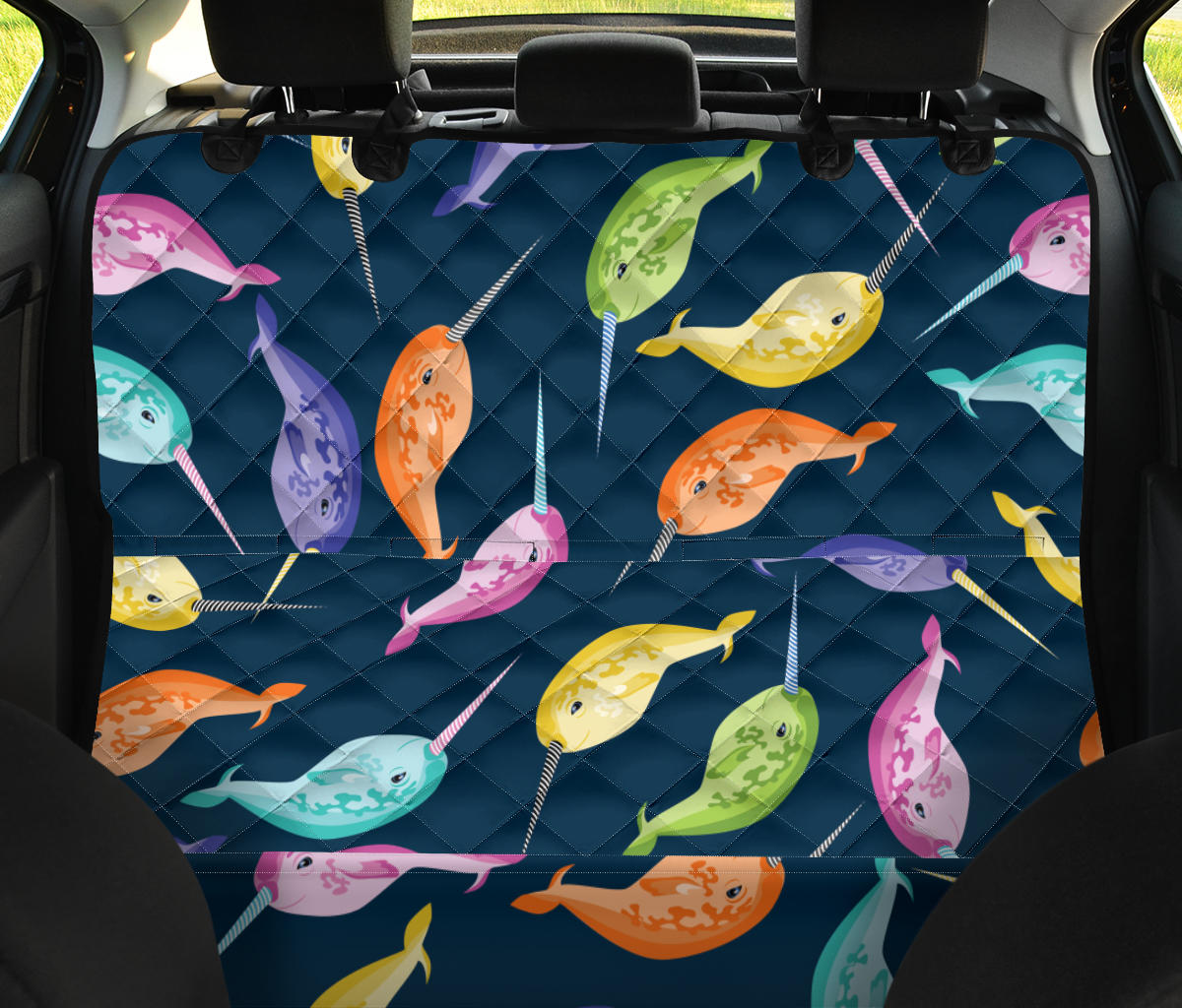 Narwhal Colorful Pattern Print Design 03 Rear Dog Car Seat Cover Hammock