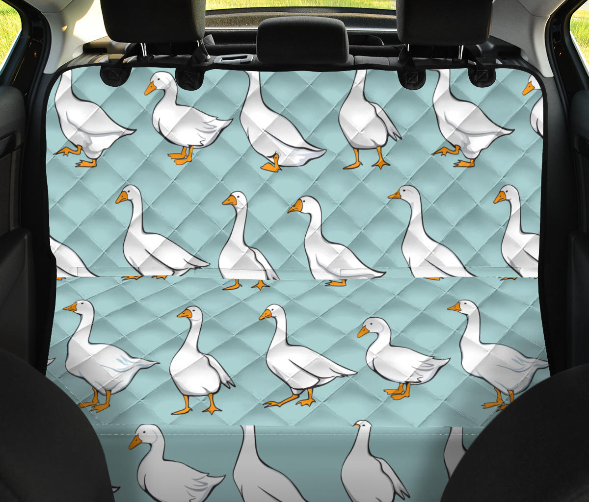 Goose Pattern Print Design 02 Rear Dog Car Seat Cover Hammock