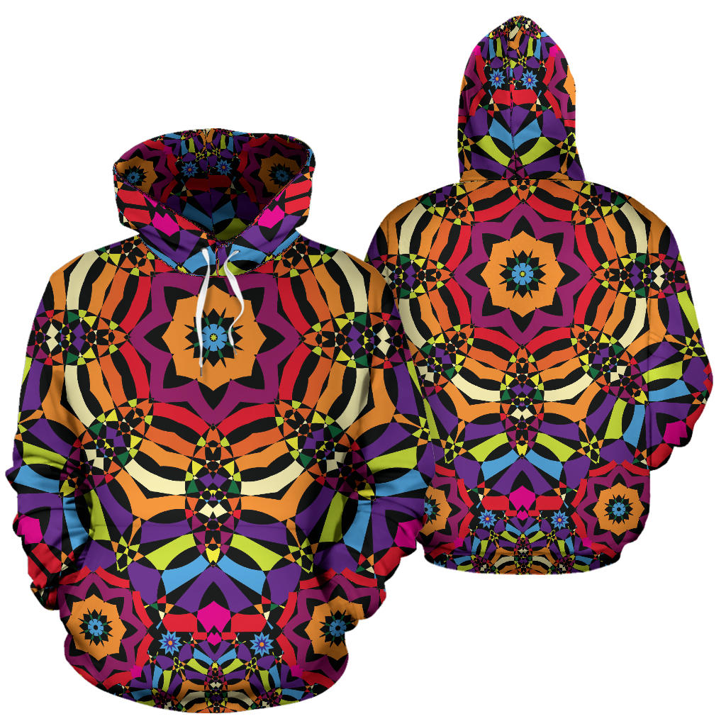Kaleidoscope Pattern Print Design 01 Pullover Hoodie