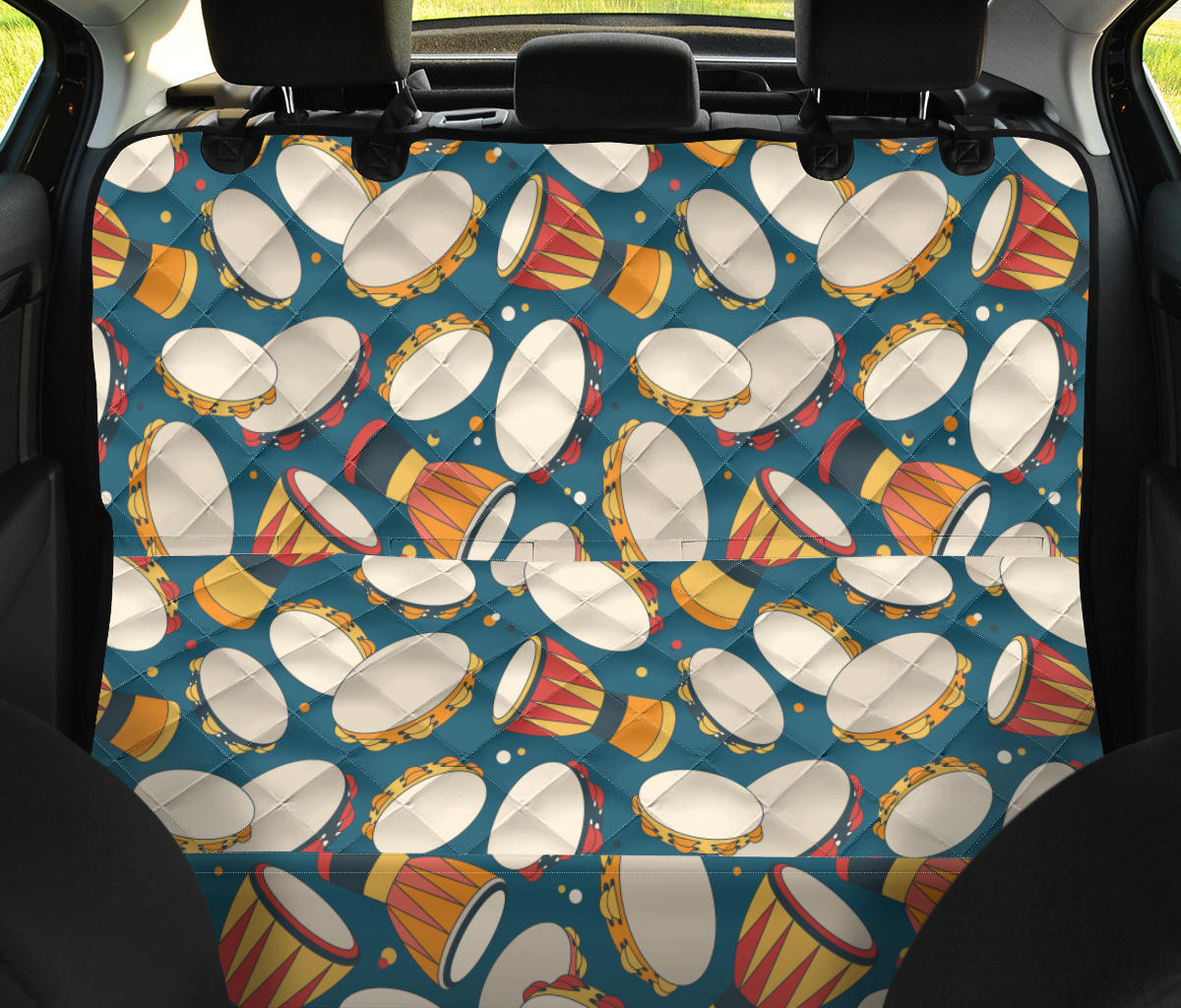 Tambourine Pattern Print Design 01 Rear Dog Car Seat Cover Hammock