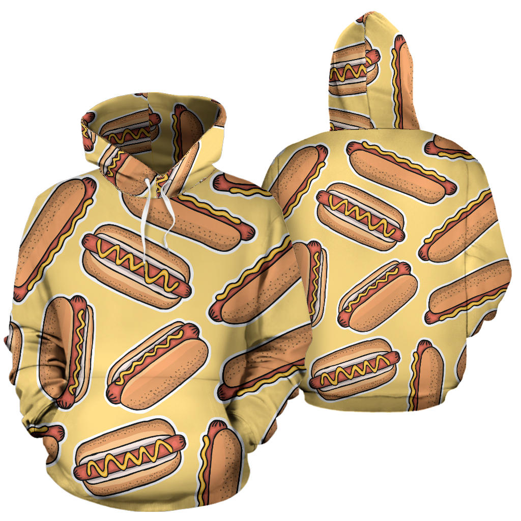 Hot Dog Pattern Print Design 01 Pullover Hoodie