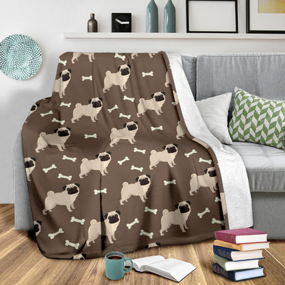 Pug Pattern Print Design A02 Premium Blanket