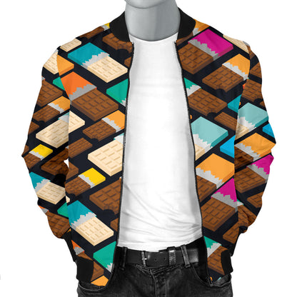 Chocolate Pattern Print Design 02 Men Bomber Jacket