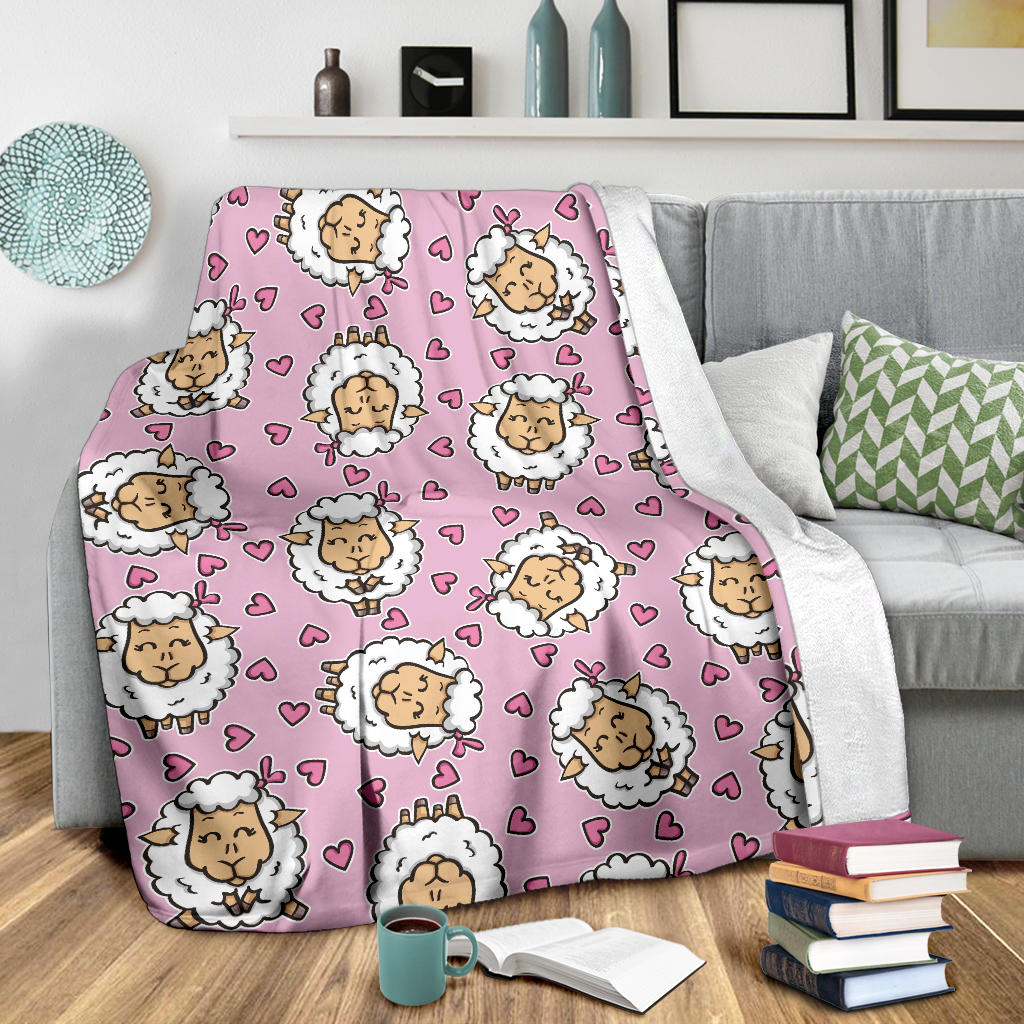 Sheep Cute Pattern Print Design 01 Premium Blanket