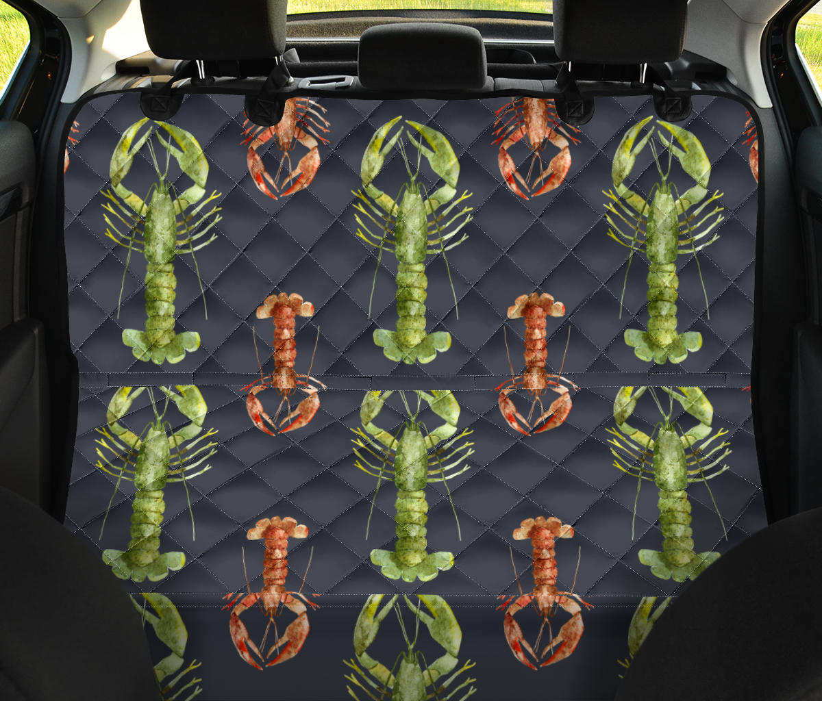 Lobster Pattern Print Design 01 Rear Dog Car Seat Cover Hammock