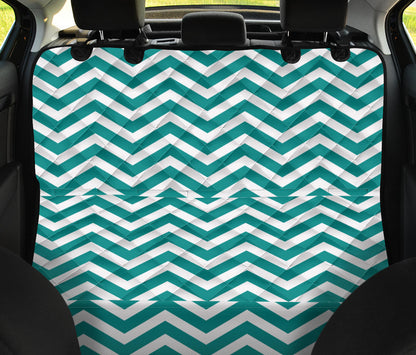 Chevron Teal Pattern Print Design 02 Rear Dog Car Seat Cover Hammock