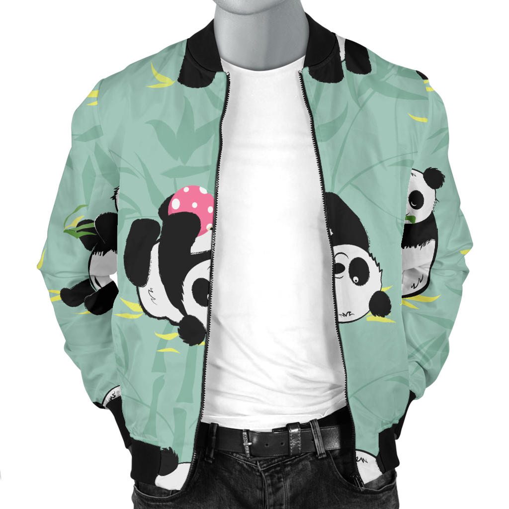Panda Pattern Print Design A05 Men Bomber Jacket