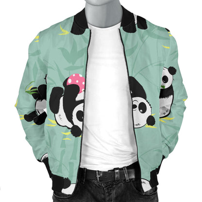 Panda Pattern Print Design A05 Men Bomber Jacket