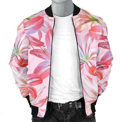 Amaryllis Pattern Print Design 02 Men Bomber Jacket
